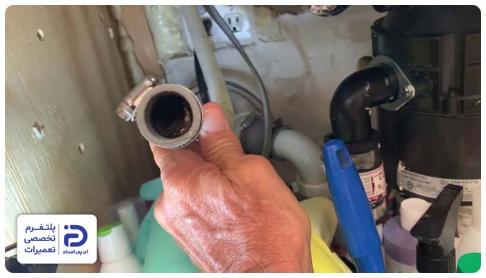 گرفتگی شیلنگ تخلیه علت تخلیه نشدن آب ظرفشویی