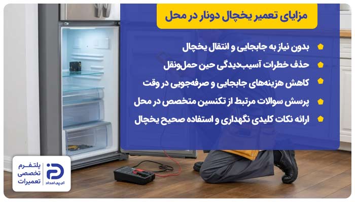 مزایای تعمیر یخچال دونار در محل