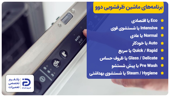 برنامه های شستشوی ماشین ظرفشویی دوو
