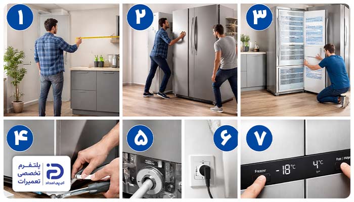 نحوه راه اندازی و نصب یخچال بوش در منزل (راهنمای گام به گام در 7 مرحله)