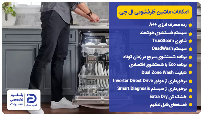 امکانات ماشین ظرفشویی ال جی
