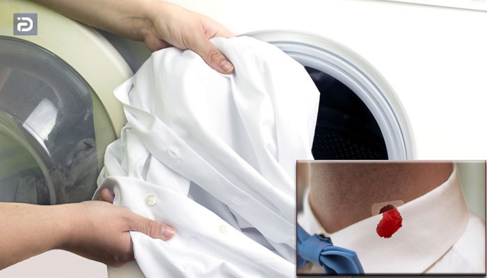 شستن لباس با آب سرد در لباسشویی مخصوص پاک کردن لکه‌ی خون