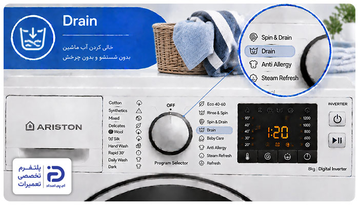 برنامه "Drain" ماشین لباسشویی آریستون