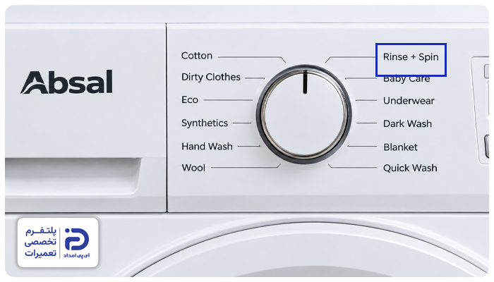 برنامه Rinse+ spin در لباسشویی آبسال