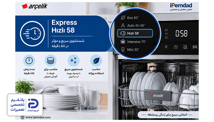 برنامه "Express" یا "Hızlı 58" ماشین ظرفشویی آرچلیک