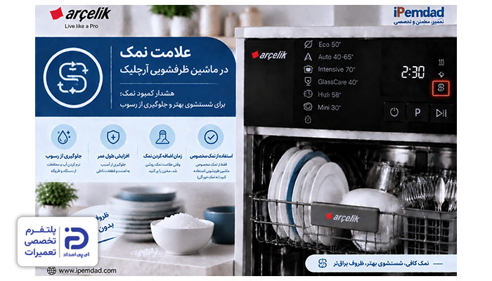 علامت نمک در ماشین ظرفشویی آرچلیک
