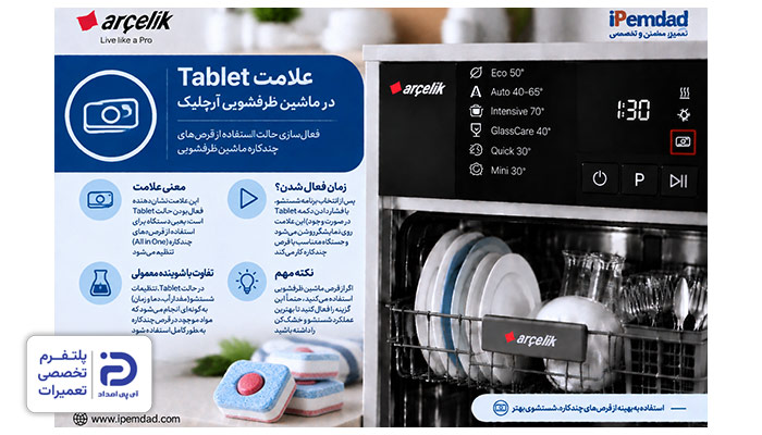 علامت "Tablet" ماشین ظرفشویی آرچلیک
