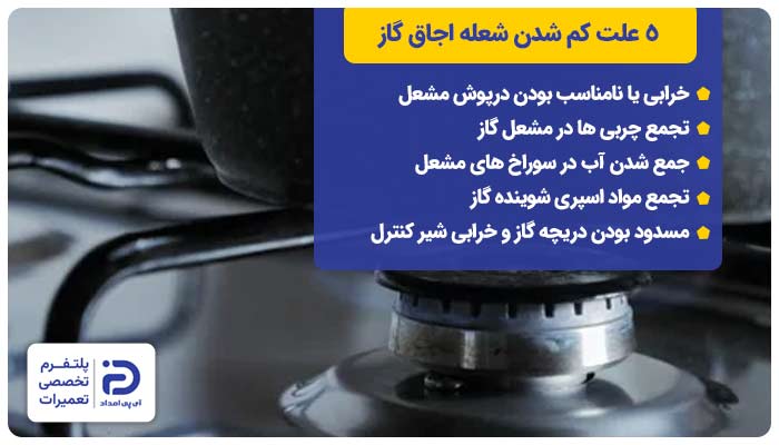 5 علت کم شدن شعله اجاق گاز