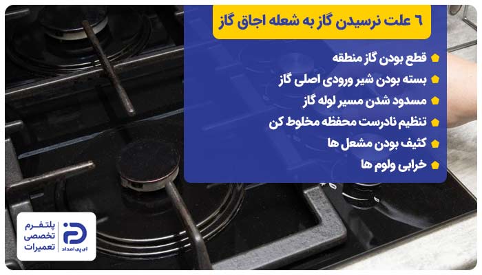 6 علت نرسیدن گاز به شعله اجاق گاز + راه‌حل