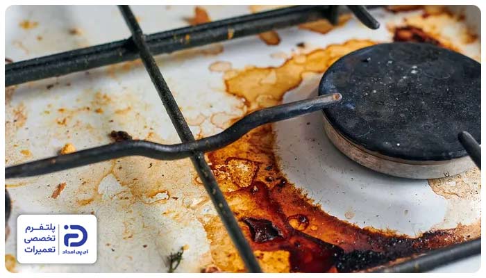 تجمع چربی ها در مشعل اجاق گاز