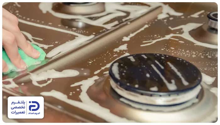 تجمع آب در سوراخ های مشعل اجاق گاز