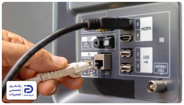 اتصال کابل‌ها و روشن کردن تلویزیون