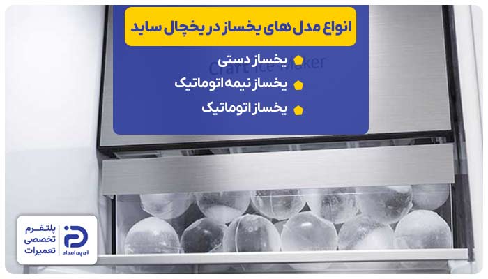انواع مدل های یخساز در یخچال ساید