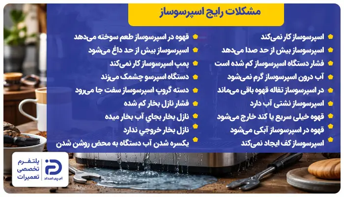 مشکلات رایج اسپرسوساز 