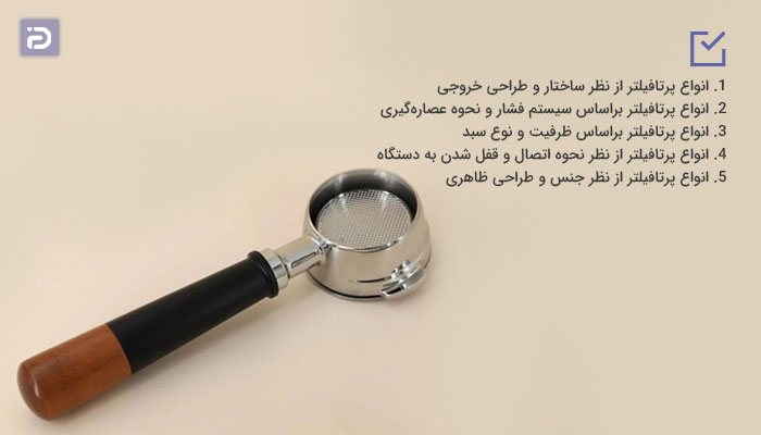 انواع پرتافیلتر اسپرسوساز