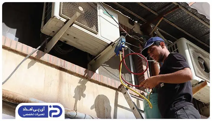 تست نشت و شارژ گاز مبرد پس از تعویض شیربرقی کولرگازی