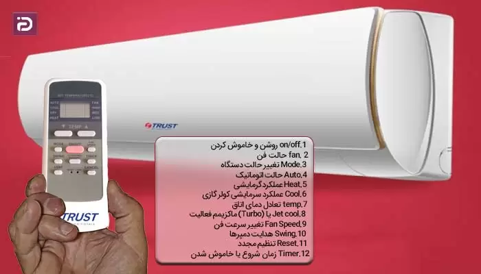 آموزش استفاده از ریموت کنترل کولرگازی تراست 