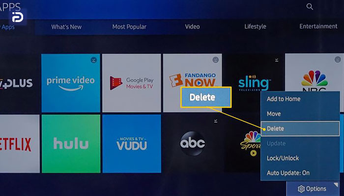 حذف برنامه در تلویزیون هوشمند