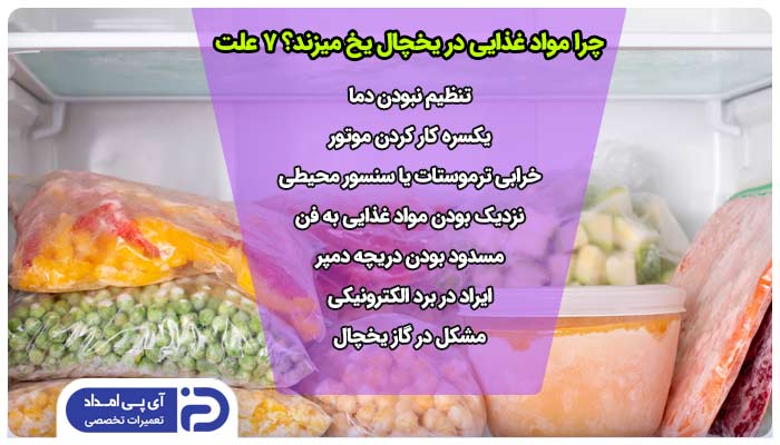 علت یخ زدن مواد غذایی در یخچال