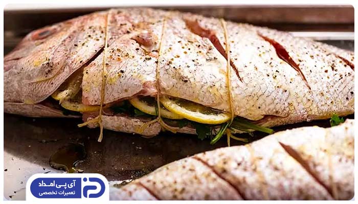 طرز تهیه ماهی شکم پر در فر