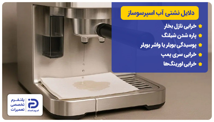 دلایل نشتی آب در اسپرسوساز