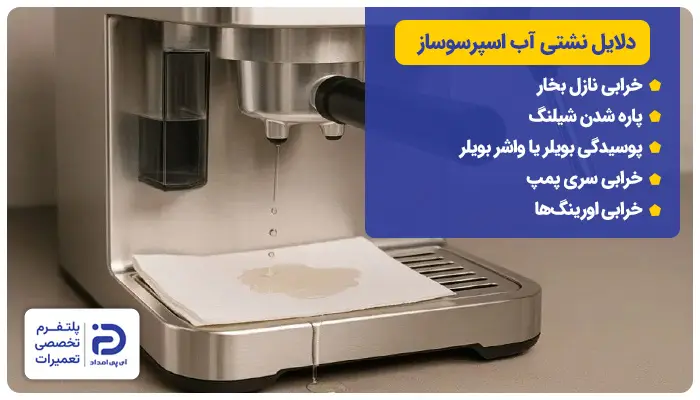 دلایل نشتی آب در اسپرسوساز