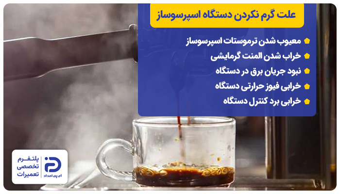 دلایل گرم نشدن آب در اسپرسوساز