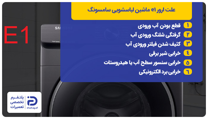 علت ارور E1 لباسشویی سامسونگ