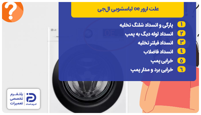 علت ارور oe لباسشویی ال‌جی 
