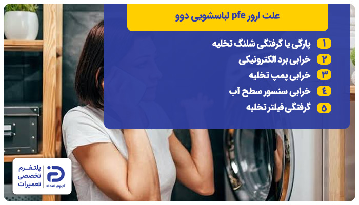 علت ارور pfe لباسشویی دوو