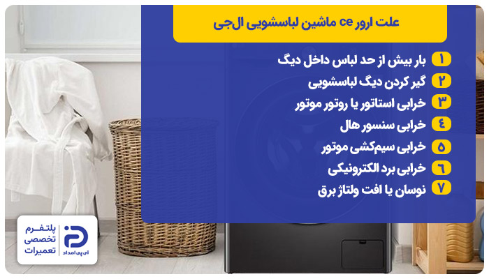 علت ارور ce لباسشویی ال‌جی