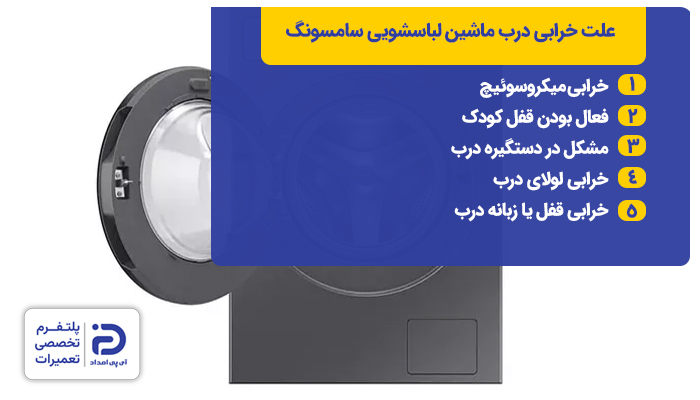 دلایل خرابی درب ماشین لباسشویی سامسونگ
