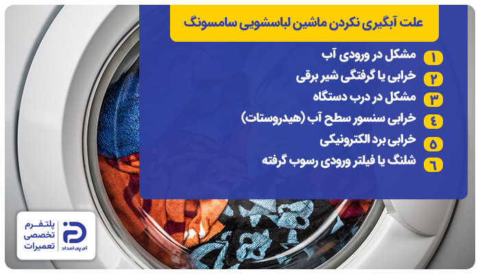 علت آبگیری نکردن لباسشویی سامسونگ