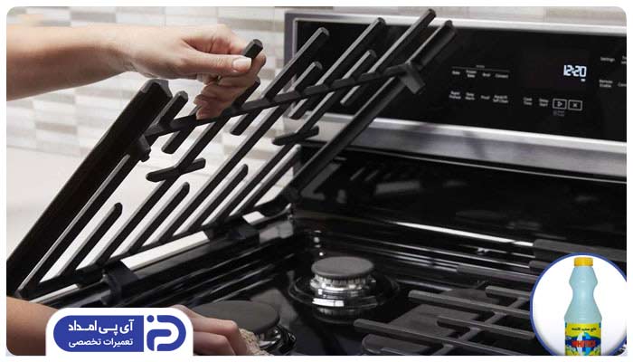 شستن چدن اجاق گاز با وایتکس