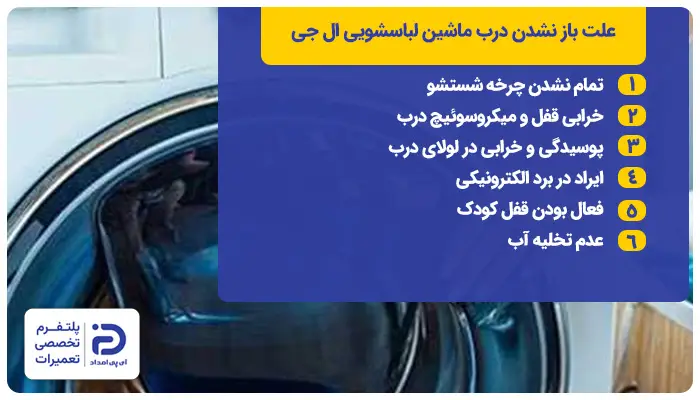 علت باز نشدن درب لباسشویی ال جی