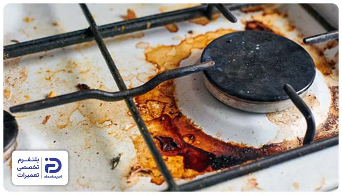 باقی‌ ماندن آلودگی و چربی علت قرمز سوختن اجاق گاز