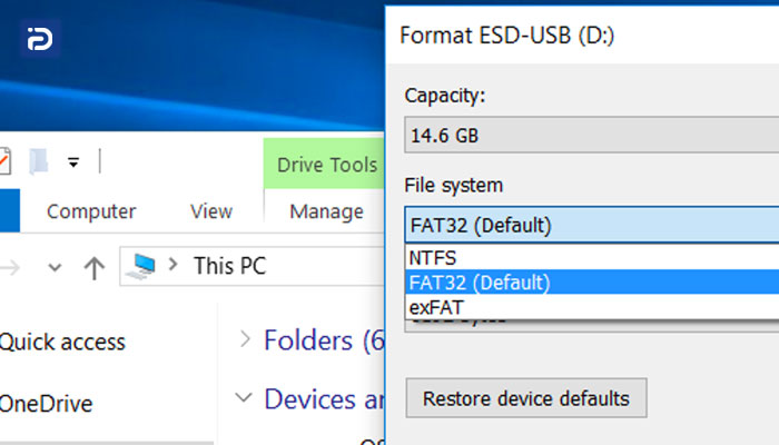 فرمت کردن USB به FAT32 و exFAT