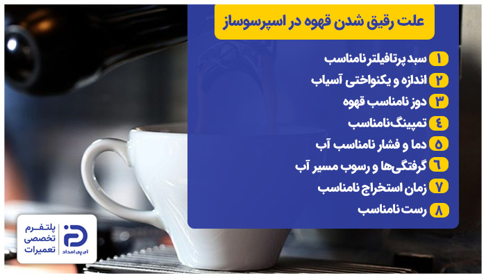 علت رقیق شدن قهوه در اسپرسوساز