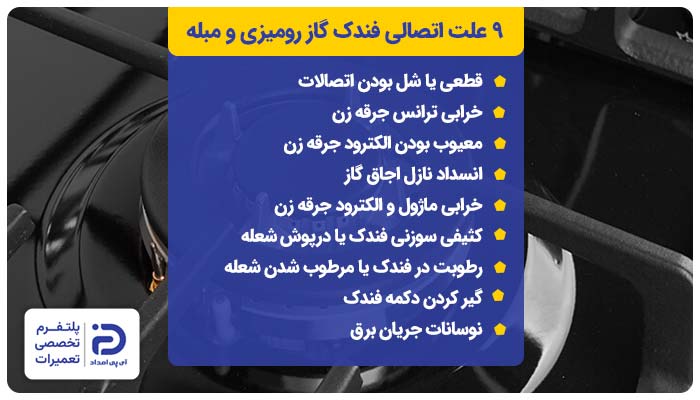 9 علت اتصالی فندک گاز رومیزی و مبله