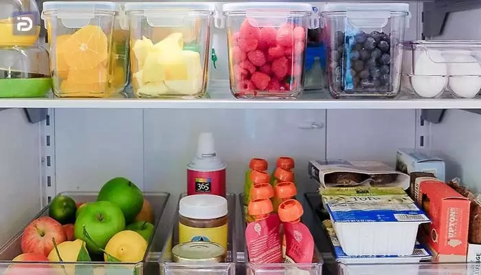 چیدن مواد غذایی درون یخچال و فریزر سینور