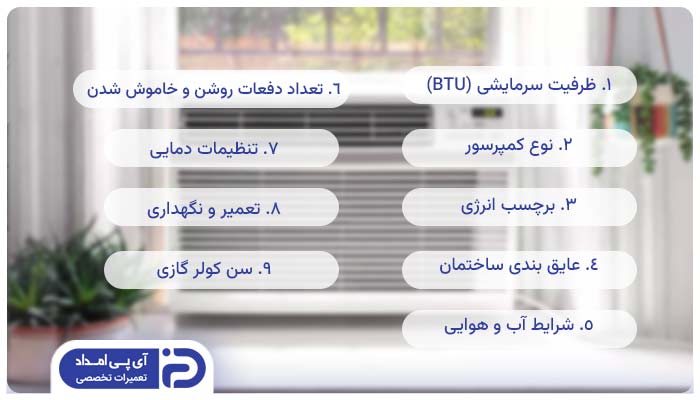 عوامل موثر در تعیین مصرف برق کولر گازی پنجره ای و اسپیلت 