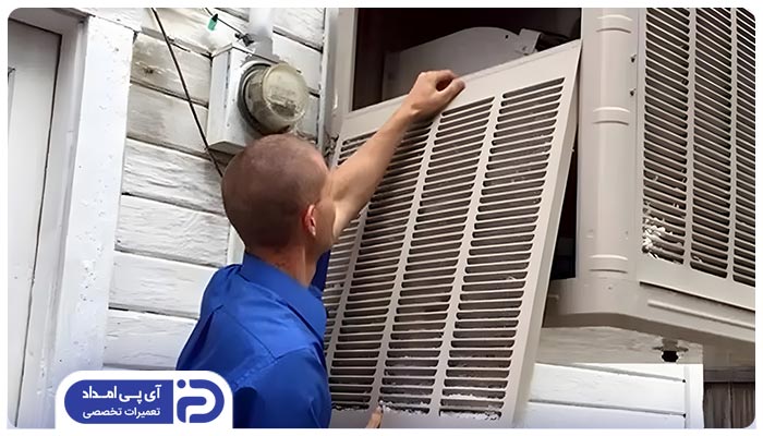 بستن دریچه ها برای تعویض پوشال کولر آبی