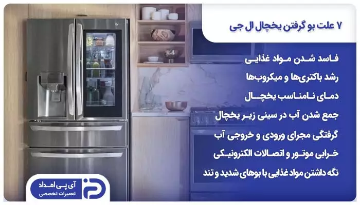 7 علت بو گرفتن یخچال ال جی