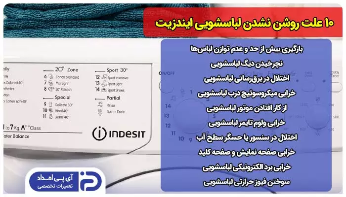 10 علت روشن نشدن لباسشویی ایندزیت
