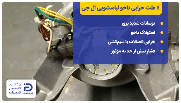 4 علت خراب شدن تاخو ماشین لباسشویی ال جی