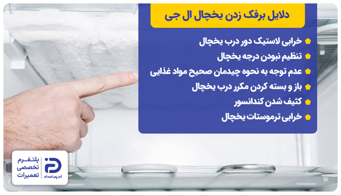 دلایل برفک زدن یخچال ال جی