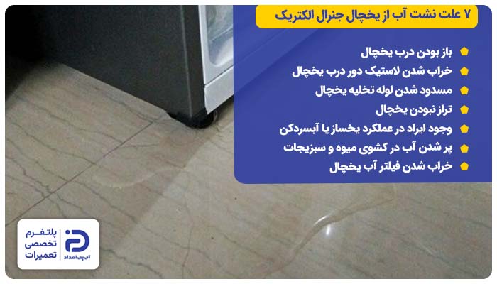 7 علت نشت آب از یخچال جنرال الکتریک