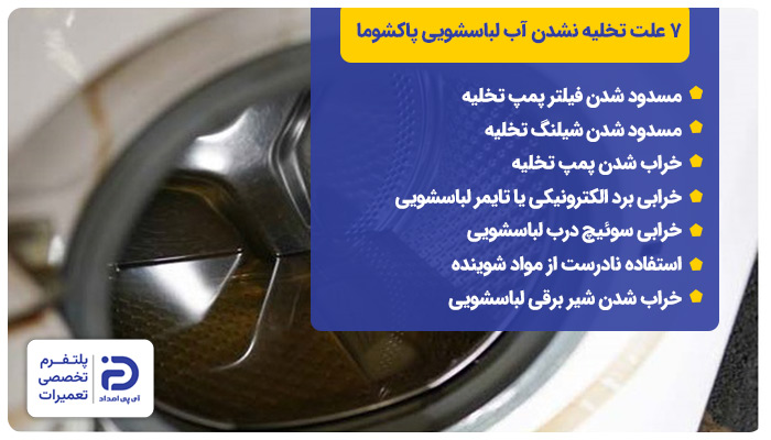 دلایل تخلیه نشدن آب لباسشویی پاکشوما