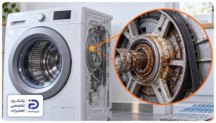گیرکردن بلبرینگ دیگ  علت نچرخیدن دیگ لباسشویی آبسال