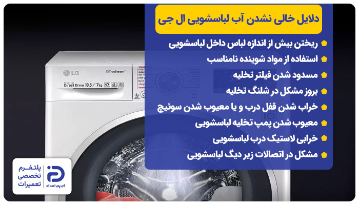 دلایل خالی نکردن آب ماشین لباسشویی LG